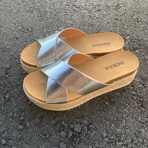 Silver cross cross slip on espadrille